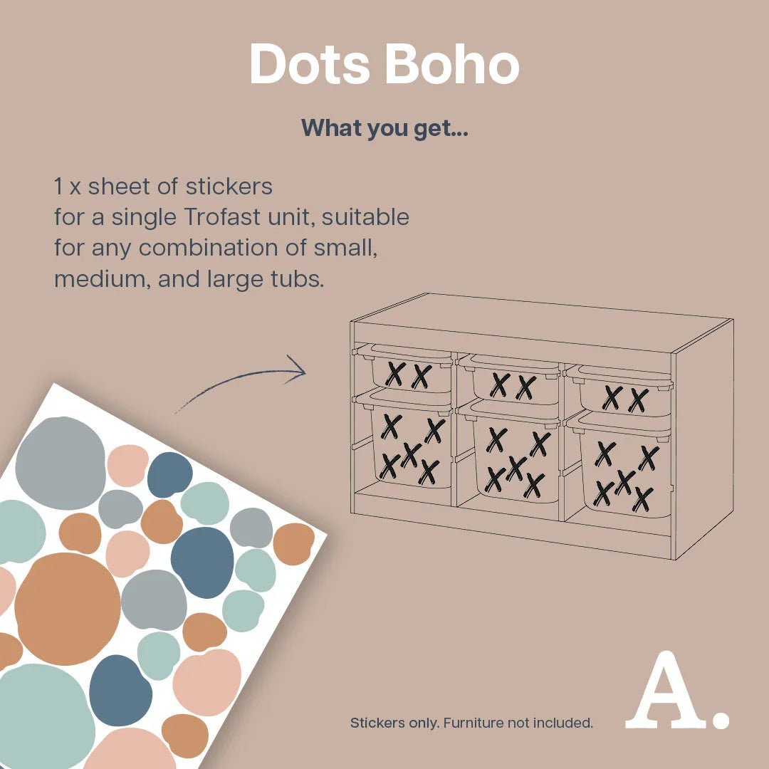 Dots Boho - Storage Tub Decals - Organisational Tubs