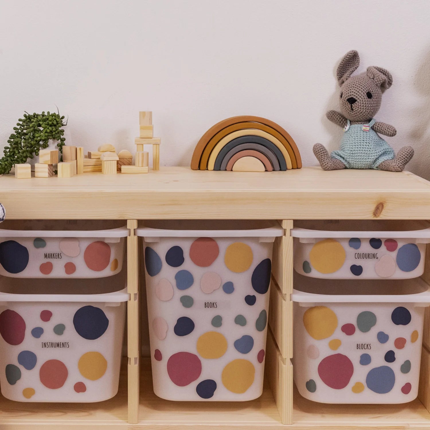 Dots Multi - Storage Tub Decals Organisational Tubs