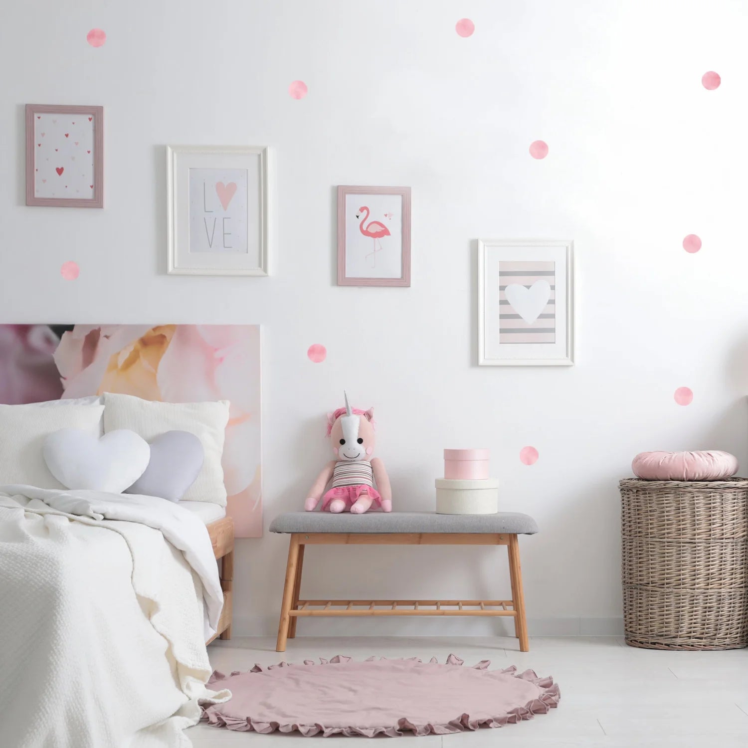 Dusty Pink Polka Dot Wall Decal - Decals Dots