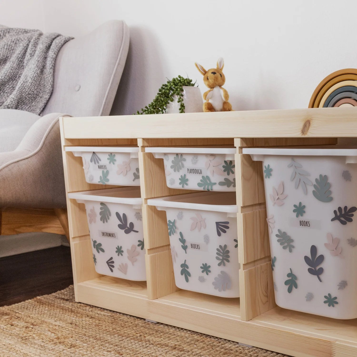 Leafy Earthy - Storage Tub Decals Organisational Tubs