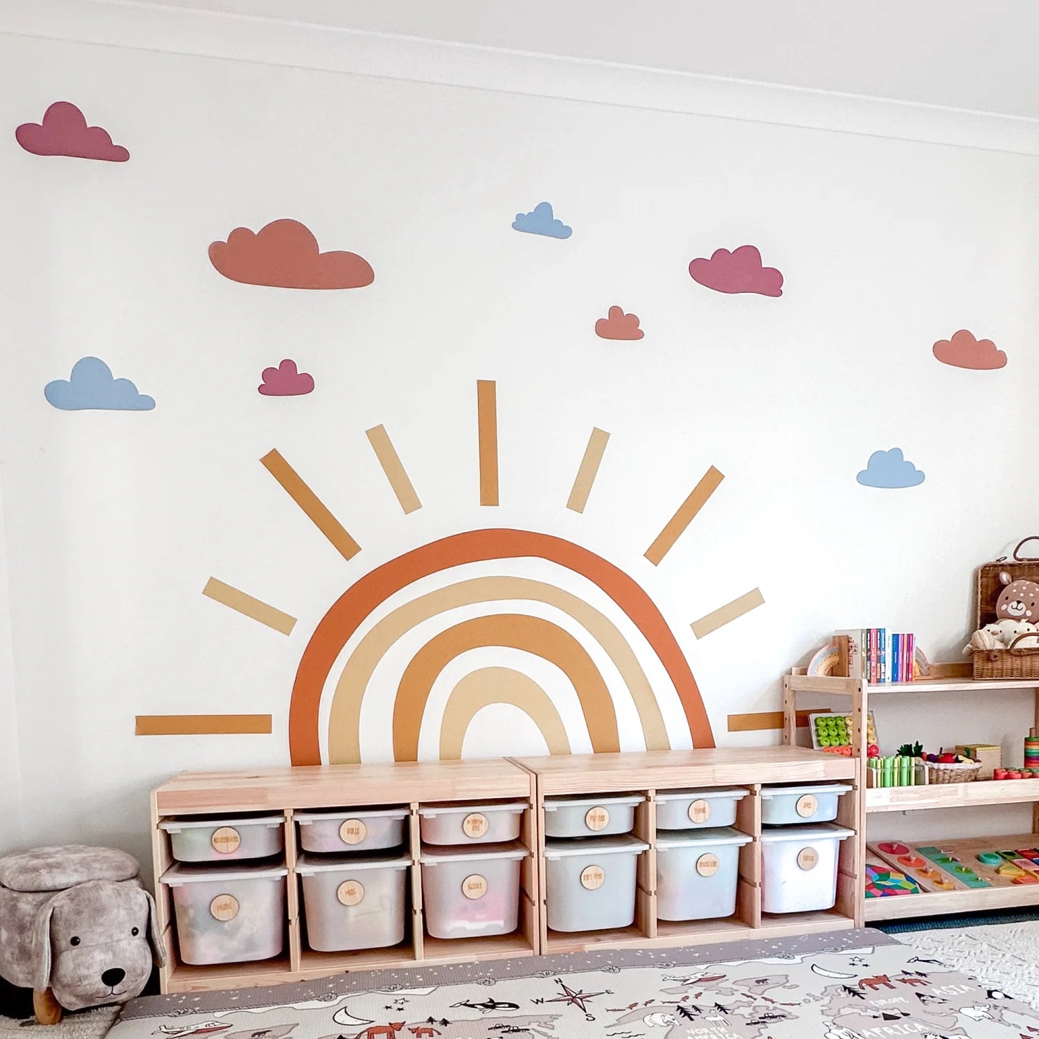 Rainbow Sun Wall Decal - Decals - Rainbow Sun Clouds